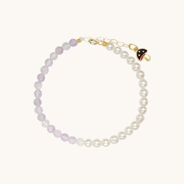 Amethyst pearl bracelet with adjustable clasp.