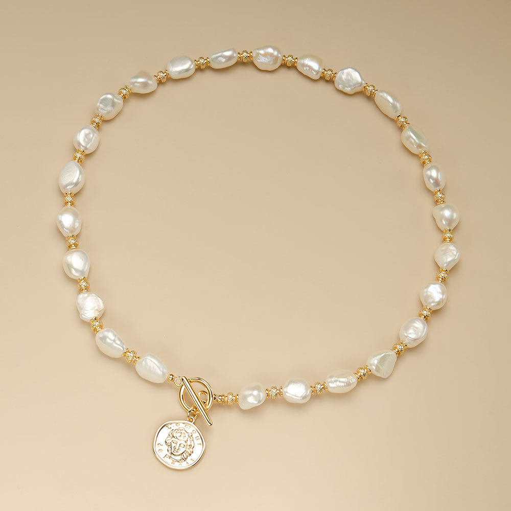 A baroque pearl necklace.