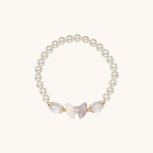 Bow Fluorite Pearl Bracelet