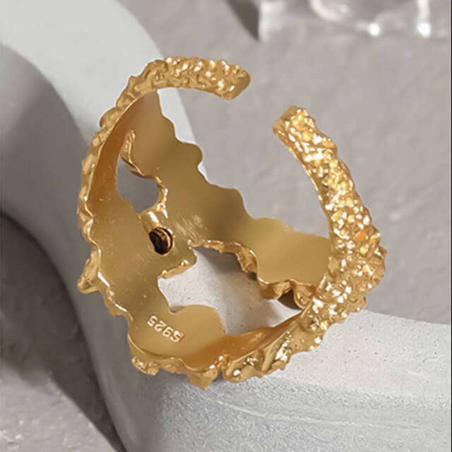 The back of gold fashion ring.