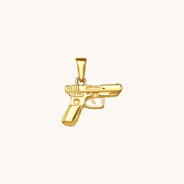 A gold gun charm.