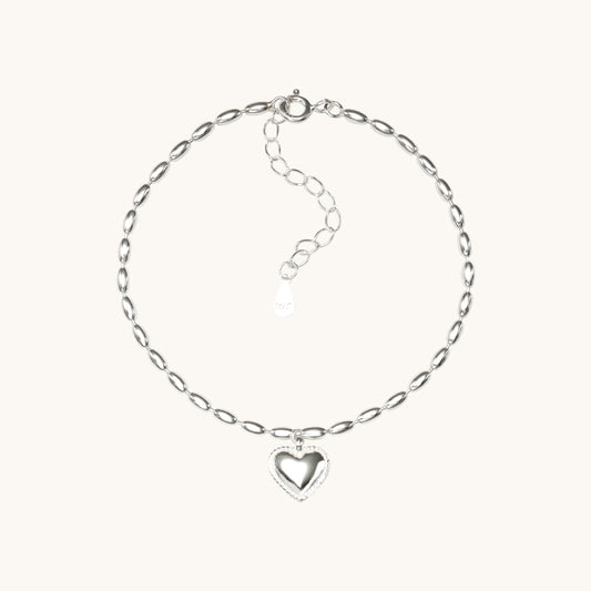 Soild Heart Silver Bracelet