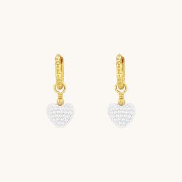 A pair of heart drop earrings.