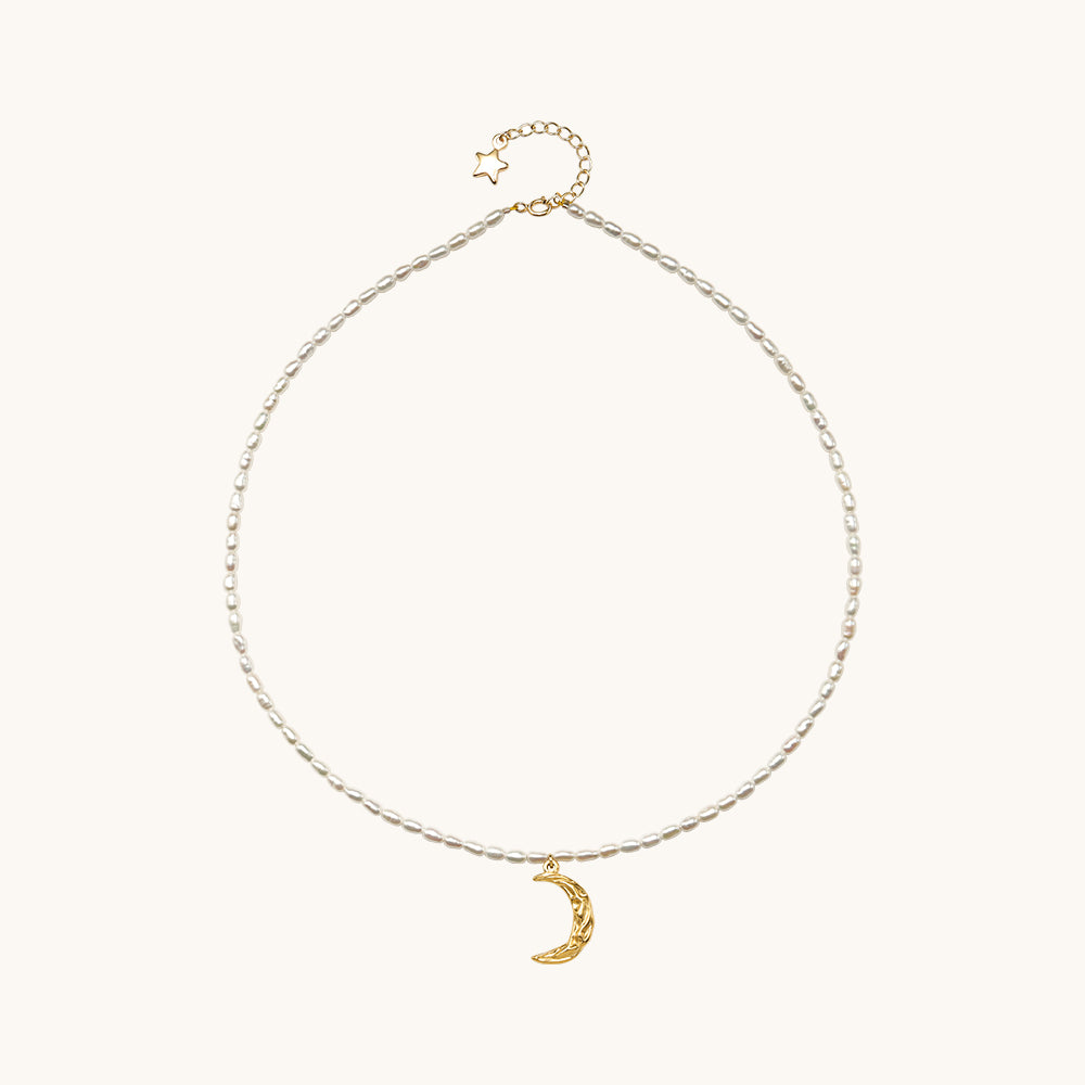 A moon and star necklace.