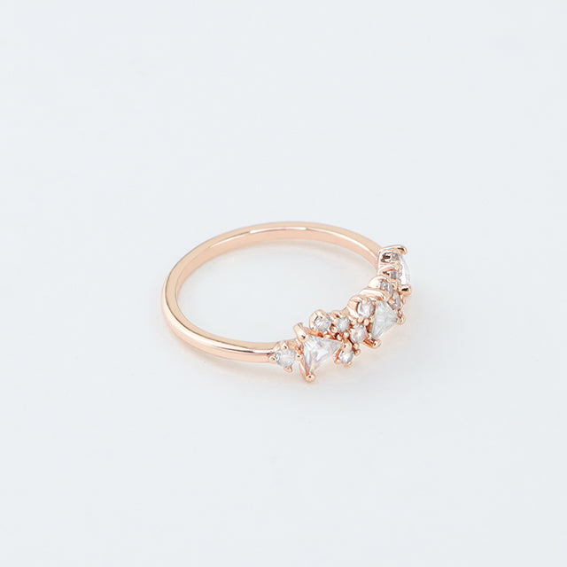 A pink gold plated ring.