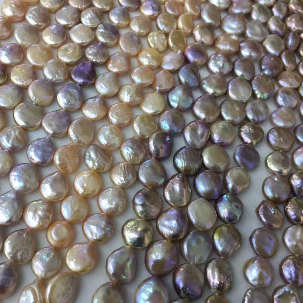 Purple flat pearl beads.