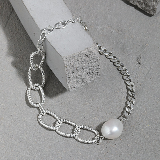 A silver bracelet design for man.