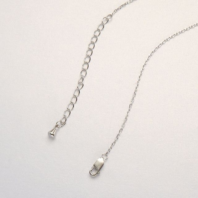 A silver necklace clasp.