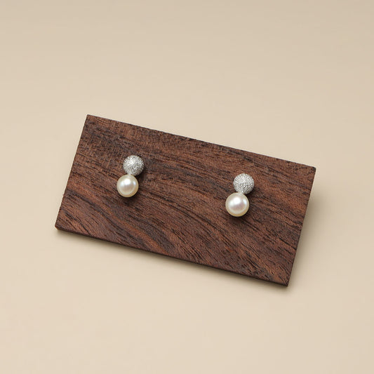 Double Ball Pearl Stud Earrings