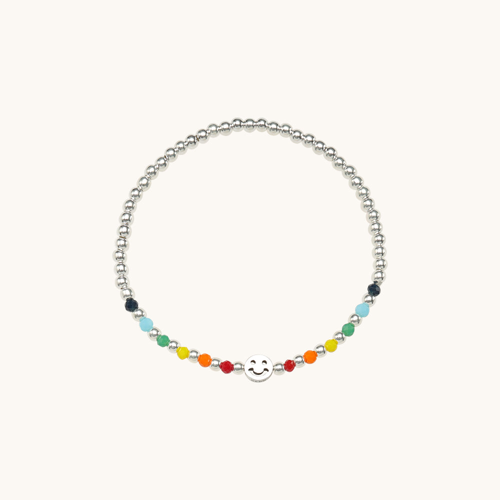 A smiley face bead bracelet.