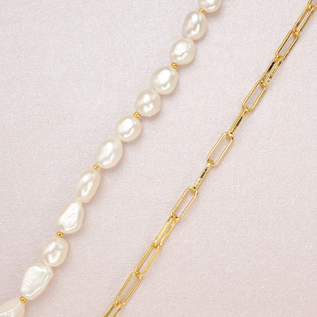 A trendy pearl necklace.