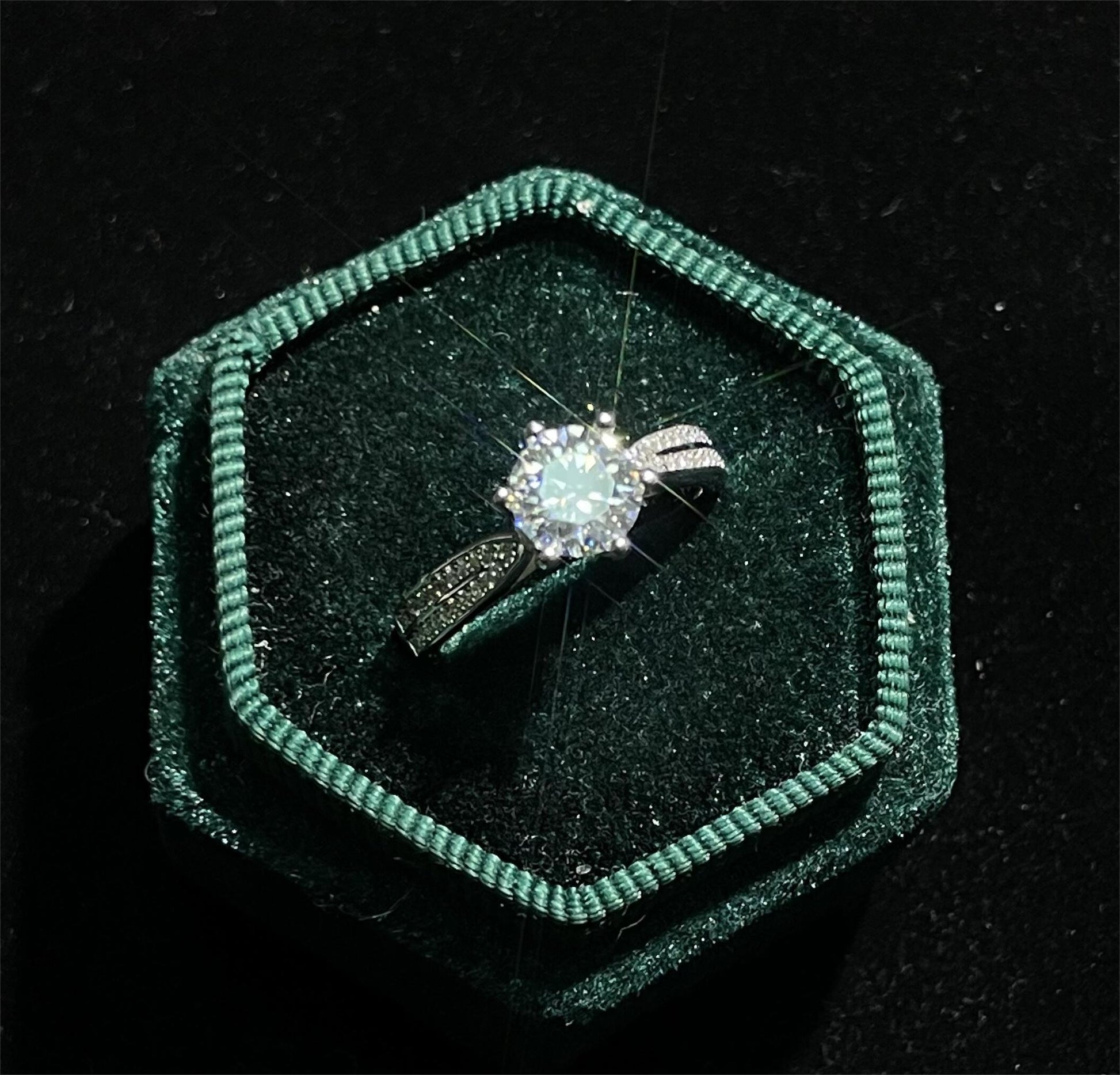 two row moissanite ring